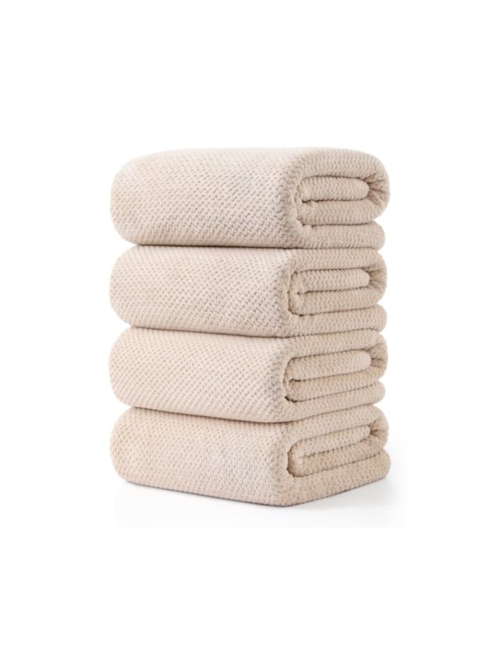 Jessy Home Light Tan Bath Towels 4-Pack - Oversized Microfiber Sheet Set, 100x18
